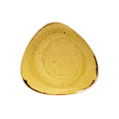 Churchill Stonecast Vitrified Porcelain Mustard Seed Yellow Triangular Plate 22.9cm