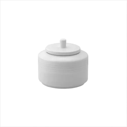 Crème Rousseau Vitrified Porcelain White Round Covered Sugar Bowl 27cl