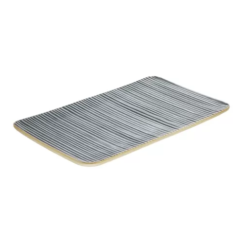 Playground Nara Stoneware Grey Rectangular Relief Platter 30x18cm