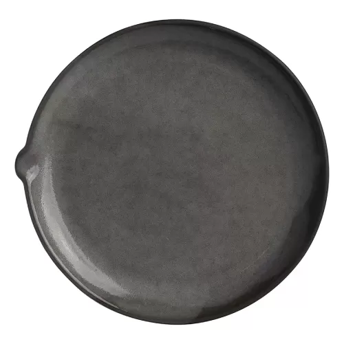 Off Grid Studio Gembrook Gray Stoneware Round Plate With Spout 26.35x25.5cm