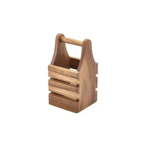 Genware Acacia Wood Cutlery Holder 10 x 10 x 20cm