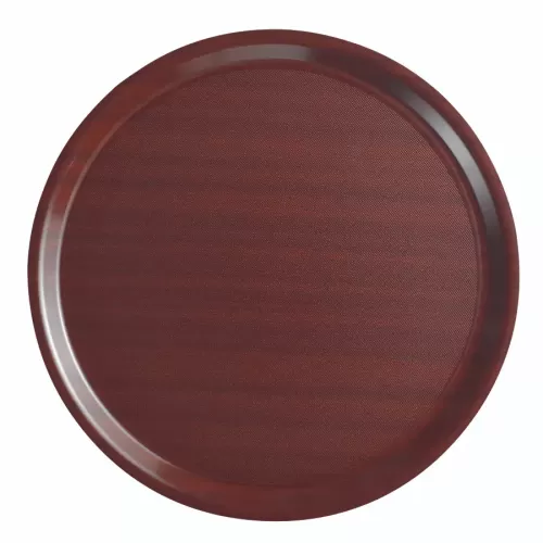 Cambro Mykonos Laminated Mahogany Round Non-Slip Tray 32cm