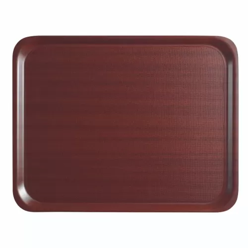 Cambro Mykonos Laminated Mahogany Rectangular Non-Slip Tray 46x36cm