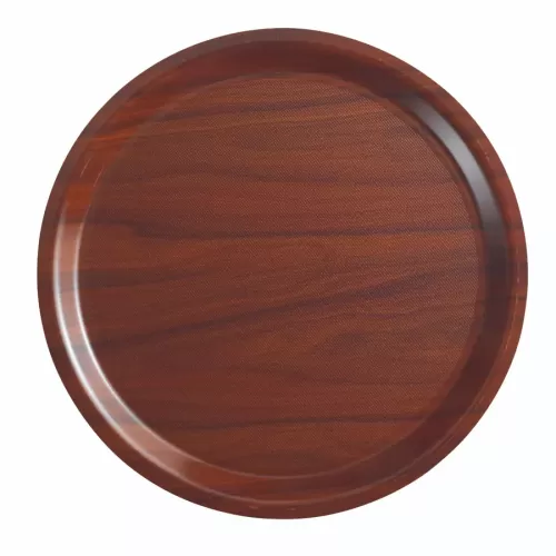 Cambro Mykonos Laminated Walnut Round Non-Slip Tray 43cm