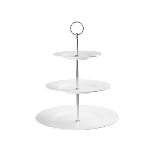 Churchill Alchemy Fine China White Round Three Tier Plate Tower 33x28cm