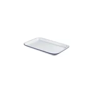 Enamel Tray White With Blue Rim 38.2 x 26.4 x 2.2cm
