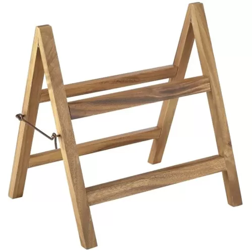 Genware Acacia Wood Two Tier Display Stand 38x30x40cm