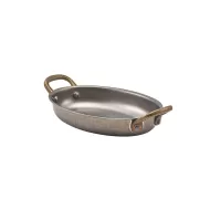 Genware Vintage Stainless Steel Oval Dish 16.5x12.5x3cm 35cl