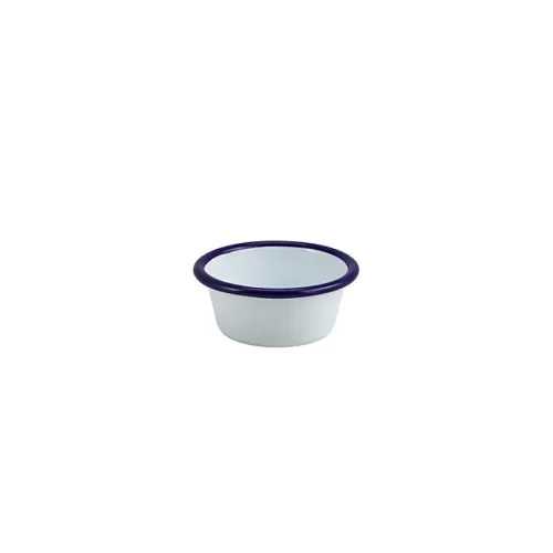 GenWare Enamel White With Blue Rim Ramekin 8cm 90ml 3.2oz