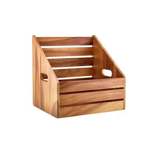 GenWare Acacia Wood 1/2 Gastronorm Angled Crate 32.5x26.5x32cm