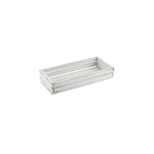 Genware White Wash Wooden Crate 25 x 12 x 5cm