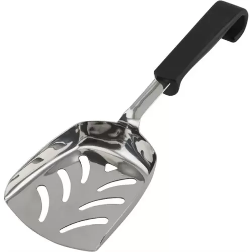Genware Buffet Pro Slotted Scoop Server Stainless Steel Black Plastic Handle