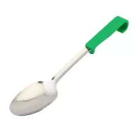 Genware Buffet Pro Serving Spoon Stainless Steel Green Plastic Handle 2oz 34cm