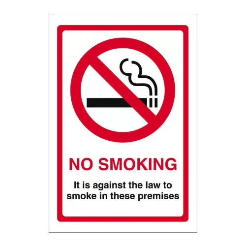 Mileta Sign - No Smoking Sign It Is Against The Law On Premises 15x20cm
