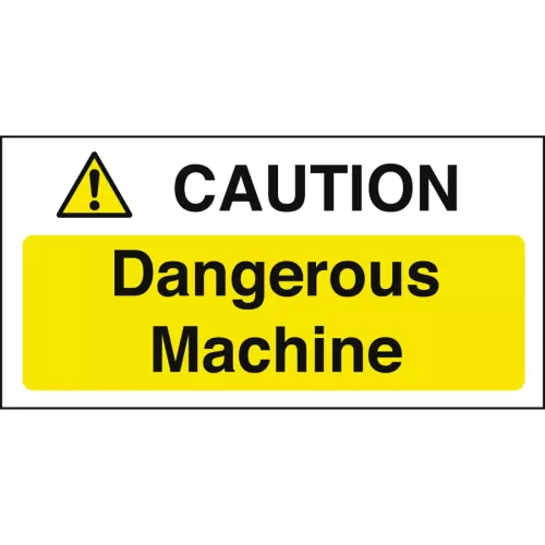 Mileta Warning Sign Self Adhesive Vinyl - Caution Dangerous Machine 20 x 10cm