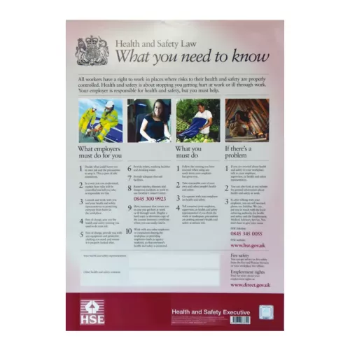 Mileta Health & Safety Law Poster Encapsulated 32x42cm