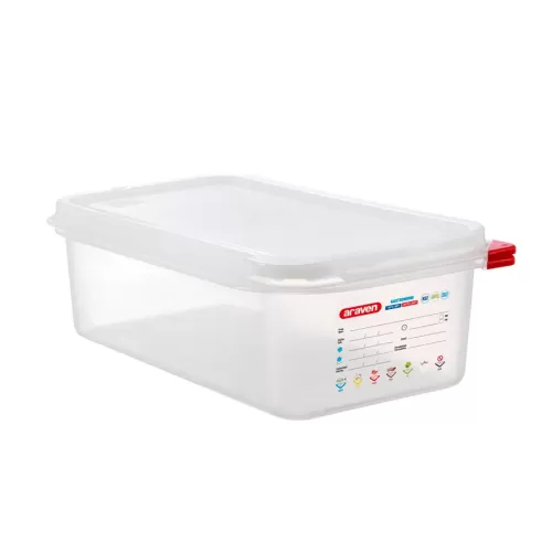 Araven Polypropylene Airtight Container Gastronorm 1/3 4ltr With ColourClips and Label