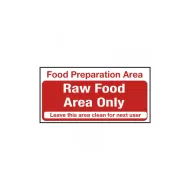 Mileta Kitchen Food Safety Sign - Food Preparation Area Raw Food Only Vinyl Sign 100x200mm