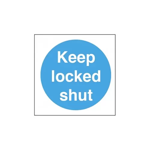 Mileta Information Sign - Keep Locked Shut Self Adhesive Vinyl Sign 100x100mm
